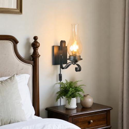 Black Plug in Wall Sconces 2 Pack (2 PACK-1)