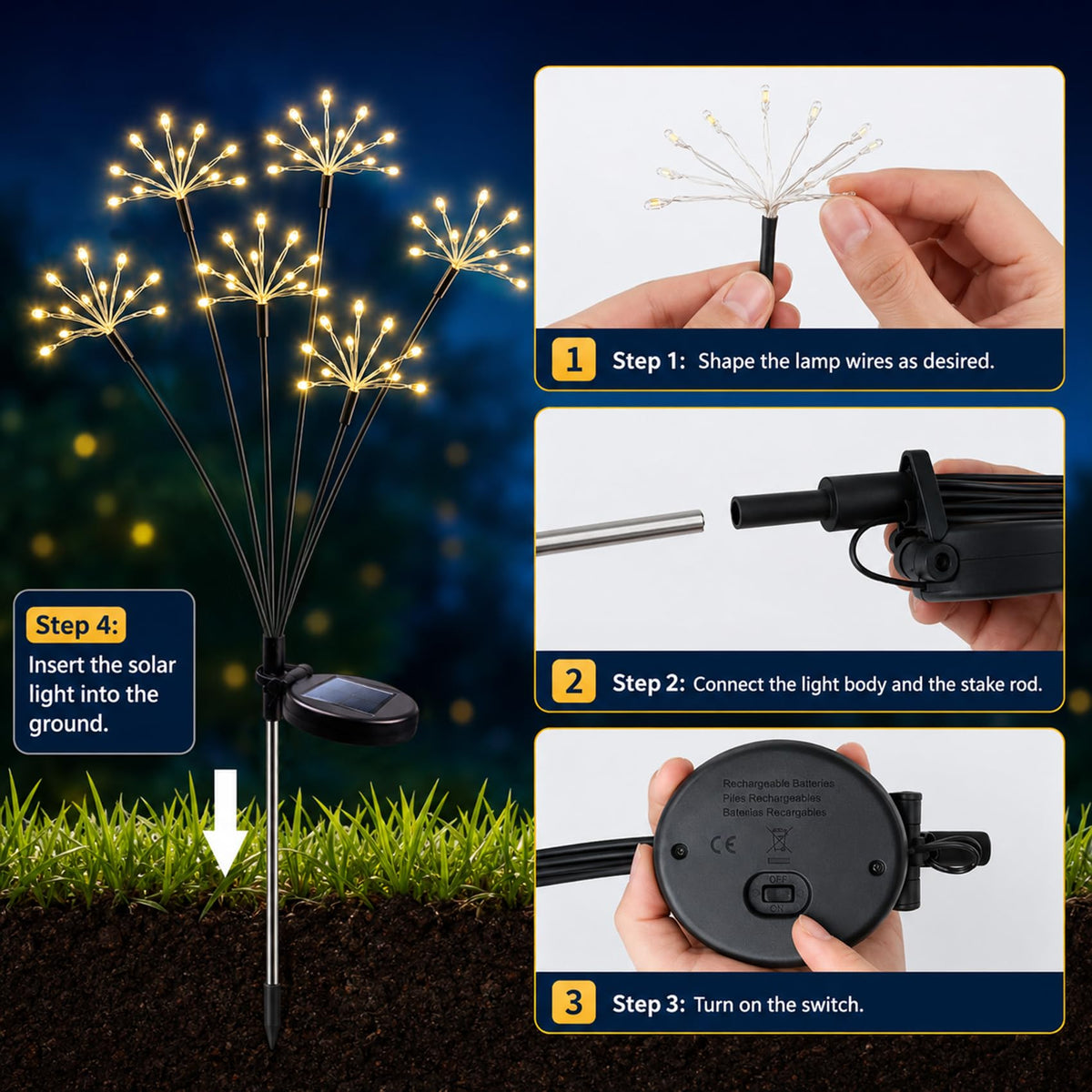 Solar Garden Lights (Warm White / 2 Pack)