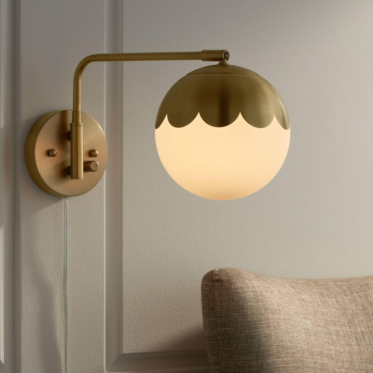 Camila Brass Glass Globe Plug (Brass - Set of Two)