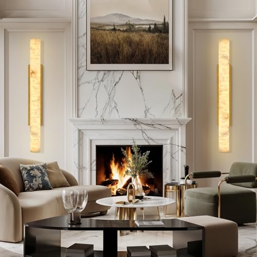 19.7" Wall Sconces Natural Alabaster Wall Sconce LED Indoor Vanity Lighting Fixtures for Bathroom