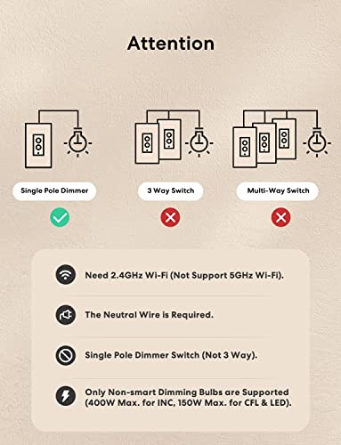 Smart Dimmer Switch Single Pole (1 Pack)