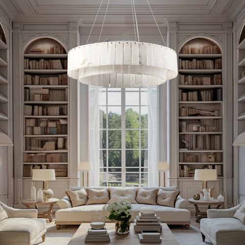 Alabaster Round Chandelier (2-Gold-31in / 31 in)