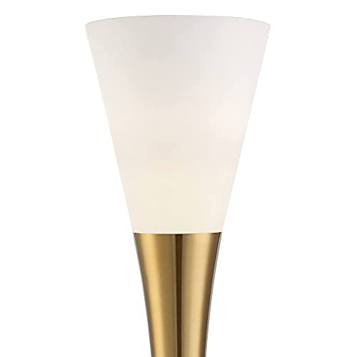 Piazza Brass and Black Torchiere 77" Tall Floor Lamp with Black Riser (Black and Gold - Riser Included)