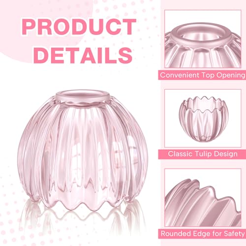 2 Pcs Glass Tulip Lamp Shade (Pink)