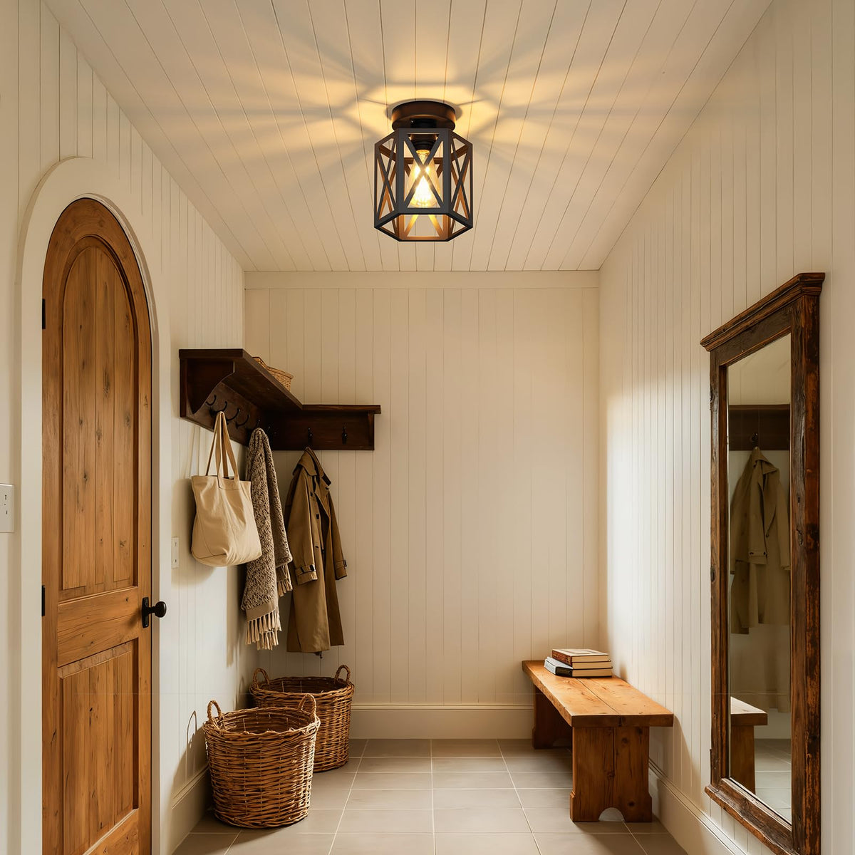 2 Pack Semi Flush Mount Ceiling Light for Hallway Light Fixture (7.5 in)