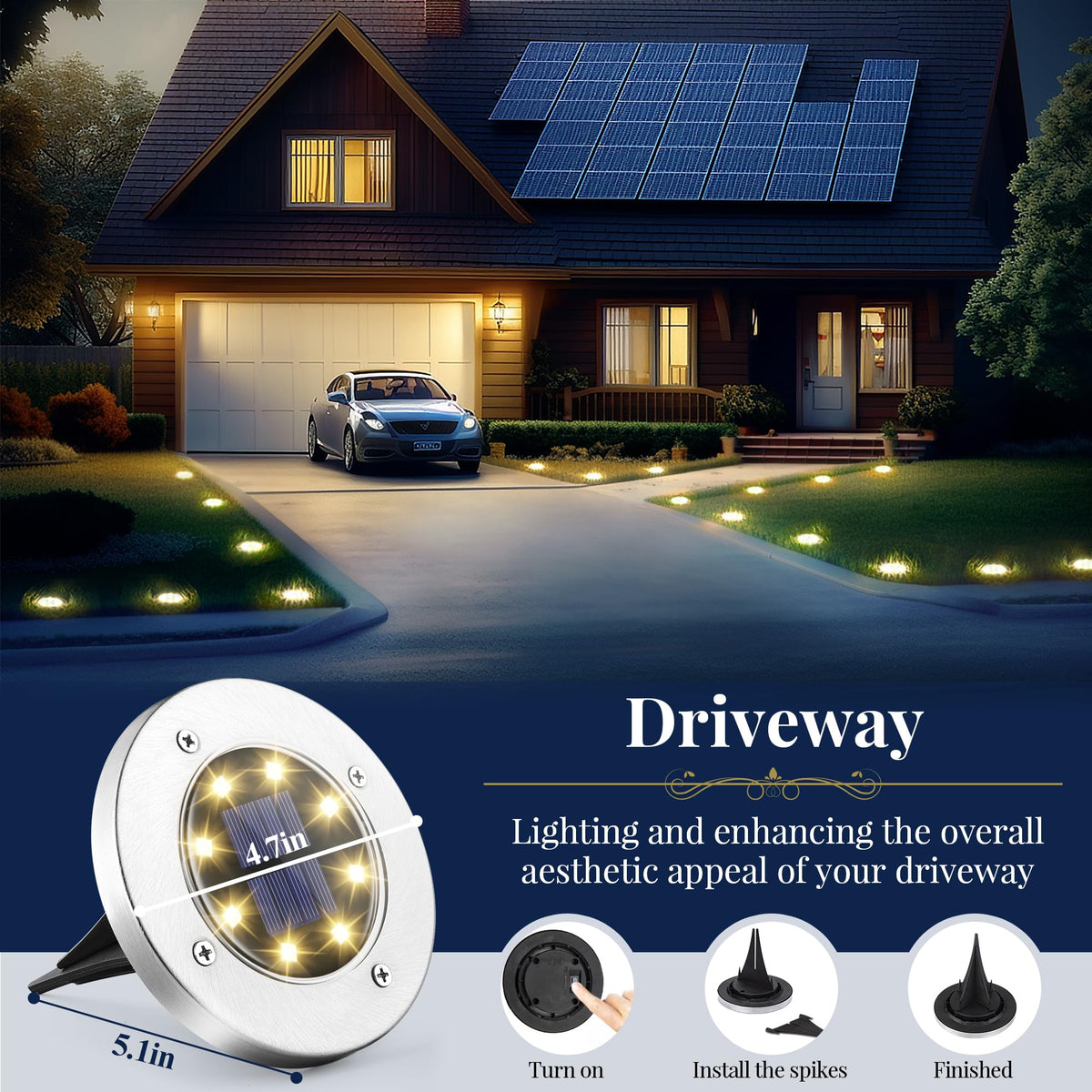Solar Ground Lights Outdoor (16 PACK / Warm White)