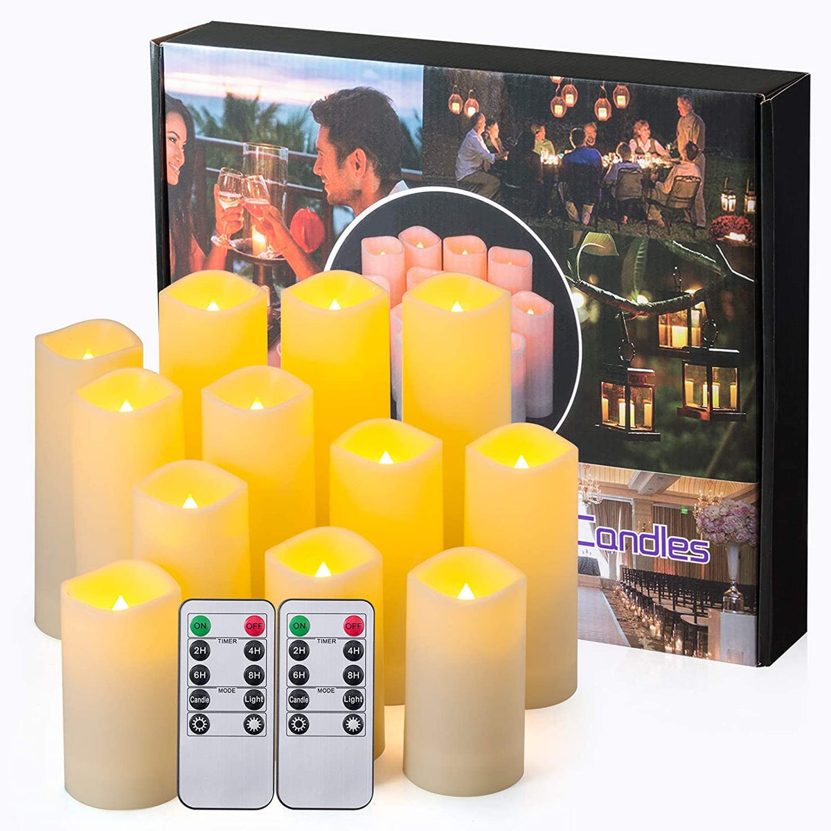 Waterproof LED Flameless Candles Battery Operated - 12 Pack, Ivory