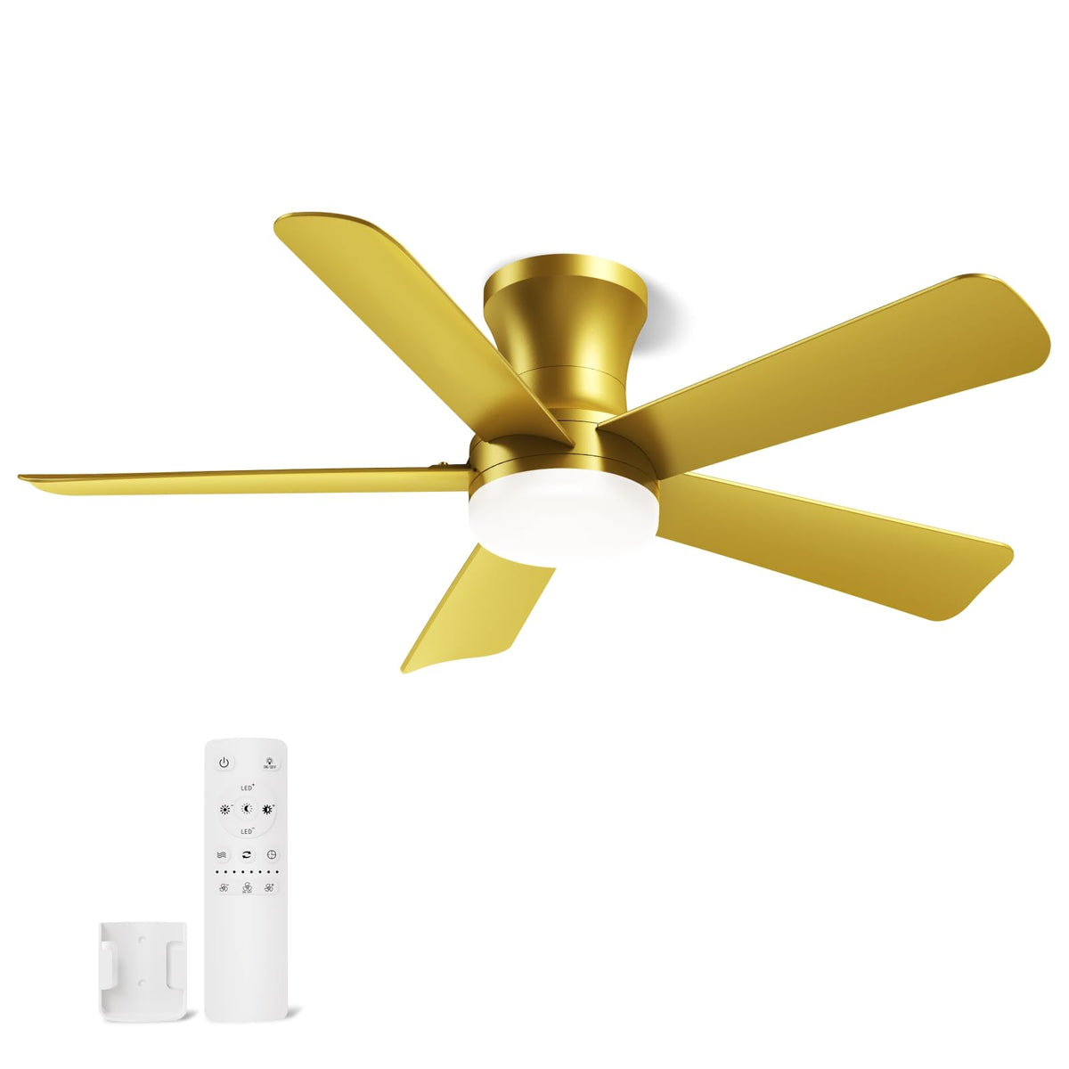 42 Inch Gold Low Profile Ceiling Fan with Light and Remote (Gold / 42 Inch)