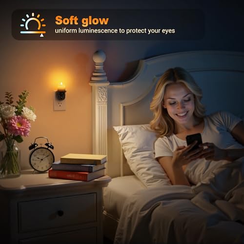 Night Lights Plug into Wall (Candle-Amber（Flicker） / 2 Pack)