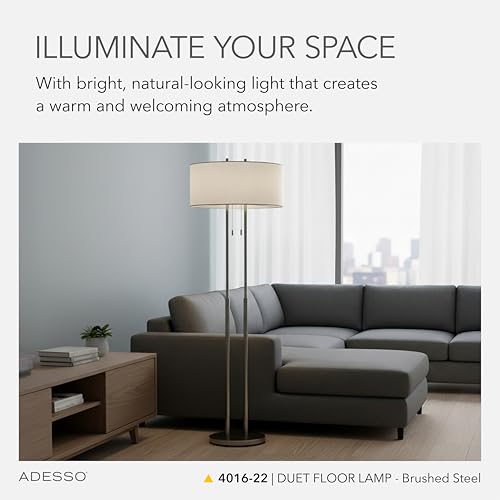 2 Light Floor Lamp (Satin Steel / Floor Lamp)