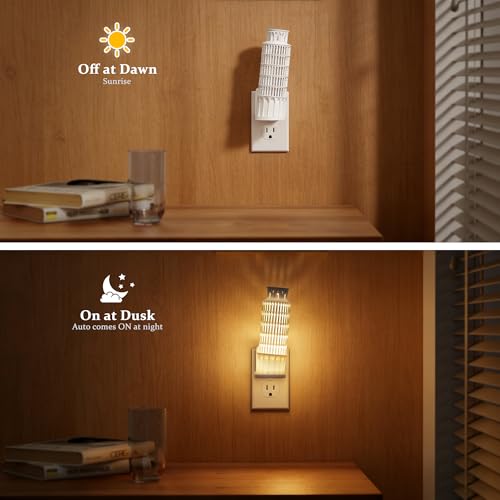 Night Lights Plug into Wall (Leaning Tower of Pisa / 2 Pack)