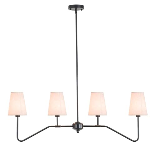 Linear Chandelier with Fabric Shades