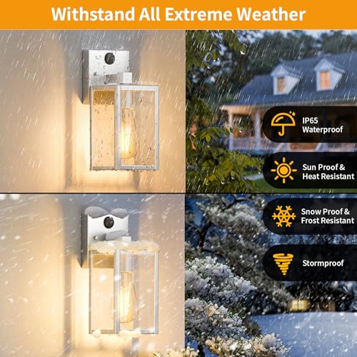 2 Pack Silver Motion Sensor Outdoor Light Fixtures Wall Mount (10.24'' / Silver)