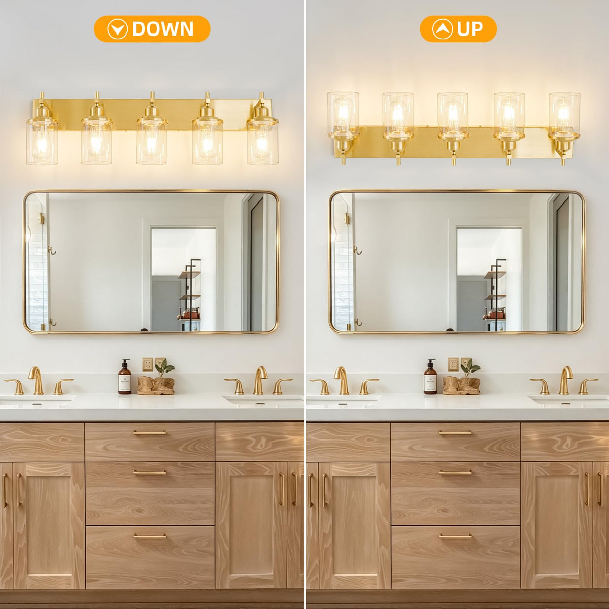 5 Light Modern Brushed Gold Bathroom Light Fixtures Over Mirror (Brushed Gold / 5-Light)