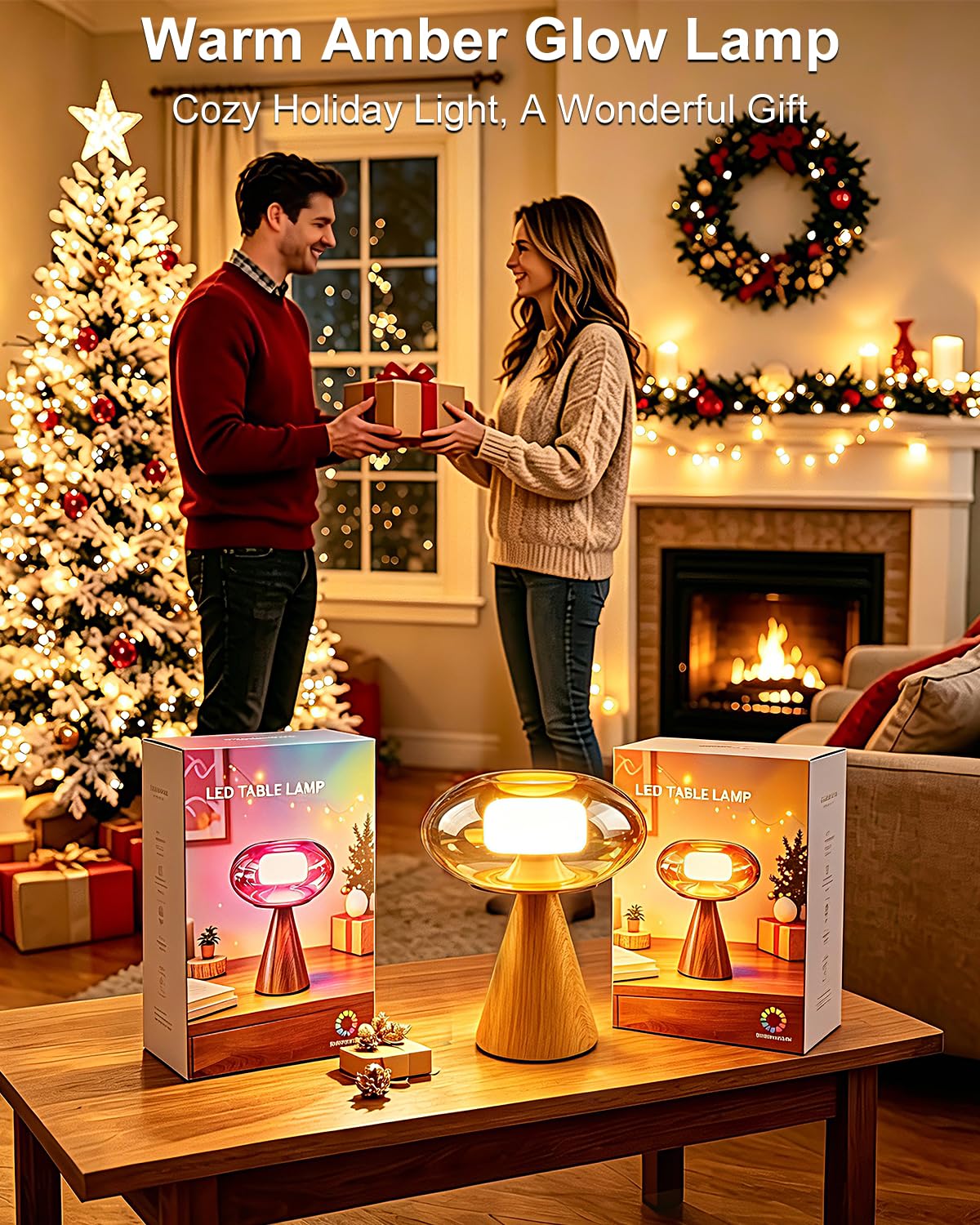 Mushroom Table Lamp Dimmable RGB Ambient Lighting Bedside Lamp (24-Walnut-Mushroom)