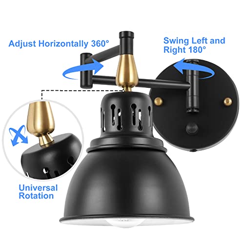 Dimmable Swing Arm Wall Lights with Plug in Cord Wall Mounted Light Industrial Wall Sconce (1 Pack - Dimmable)