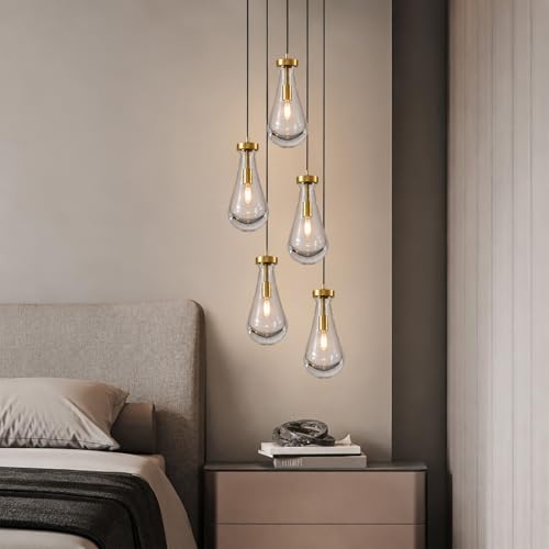 Raindrop Pendant Light Fixtures of 5 Lights (Gold / 5 Head)