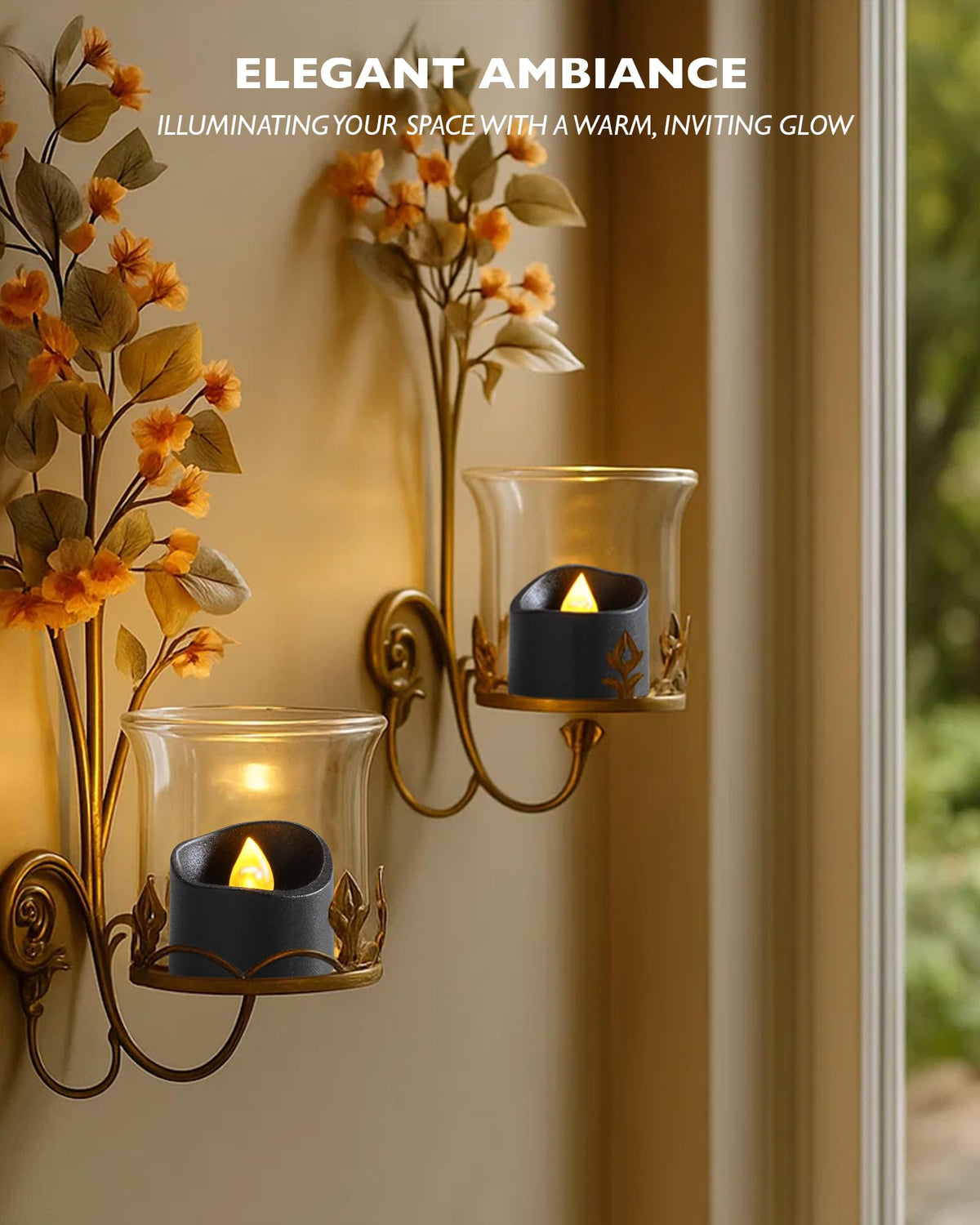 Black Flameless Battery Tea Light Candles - 12 Pack