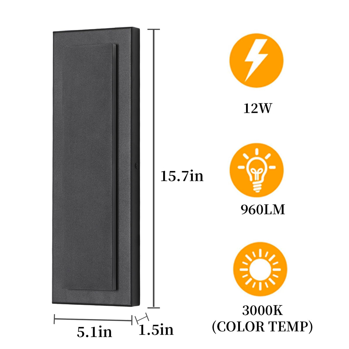 Outdoor Wall Light Modern Wall Lighting 15.7 in (Black 1-tier Modern Design / 15.7 Inches（40 cm）)