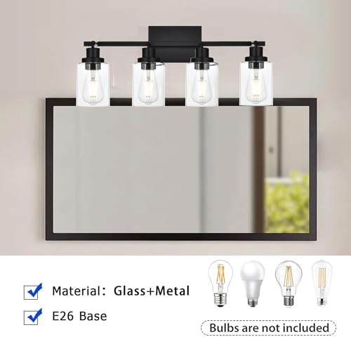 4 Light Track Lighting Kit Black Track Lighting Fixtures Bathroom Wall Sconces Ceiling Mount Kitchen Tracking Lights (Black / 4-Light)