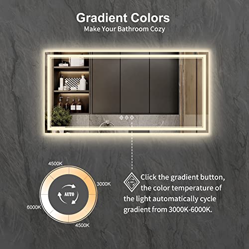 LED Bathroom Mirror with Lights (Front and Backlit / 72"L x 36"W)