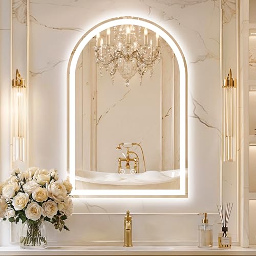 Arched LED Bathroom Mirror with Lights (3 Light Modes Arched / 36"L x 24"W)