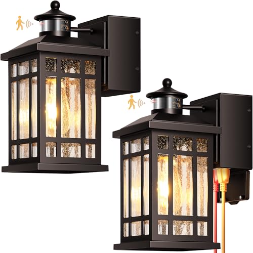 Motion Sensor Outdoor Lights with GFCI Outlet (ORB / Motion Sensor 2-Pack)