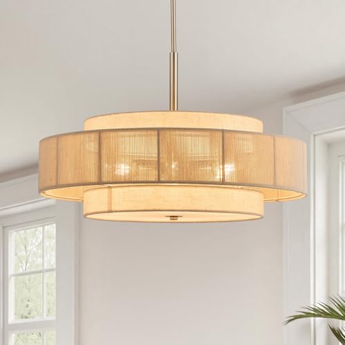 23.6" Boho Rattan Chandelier (Brushed Nickel / 24inch)