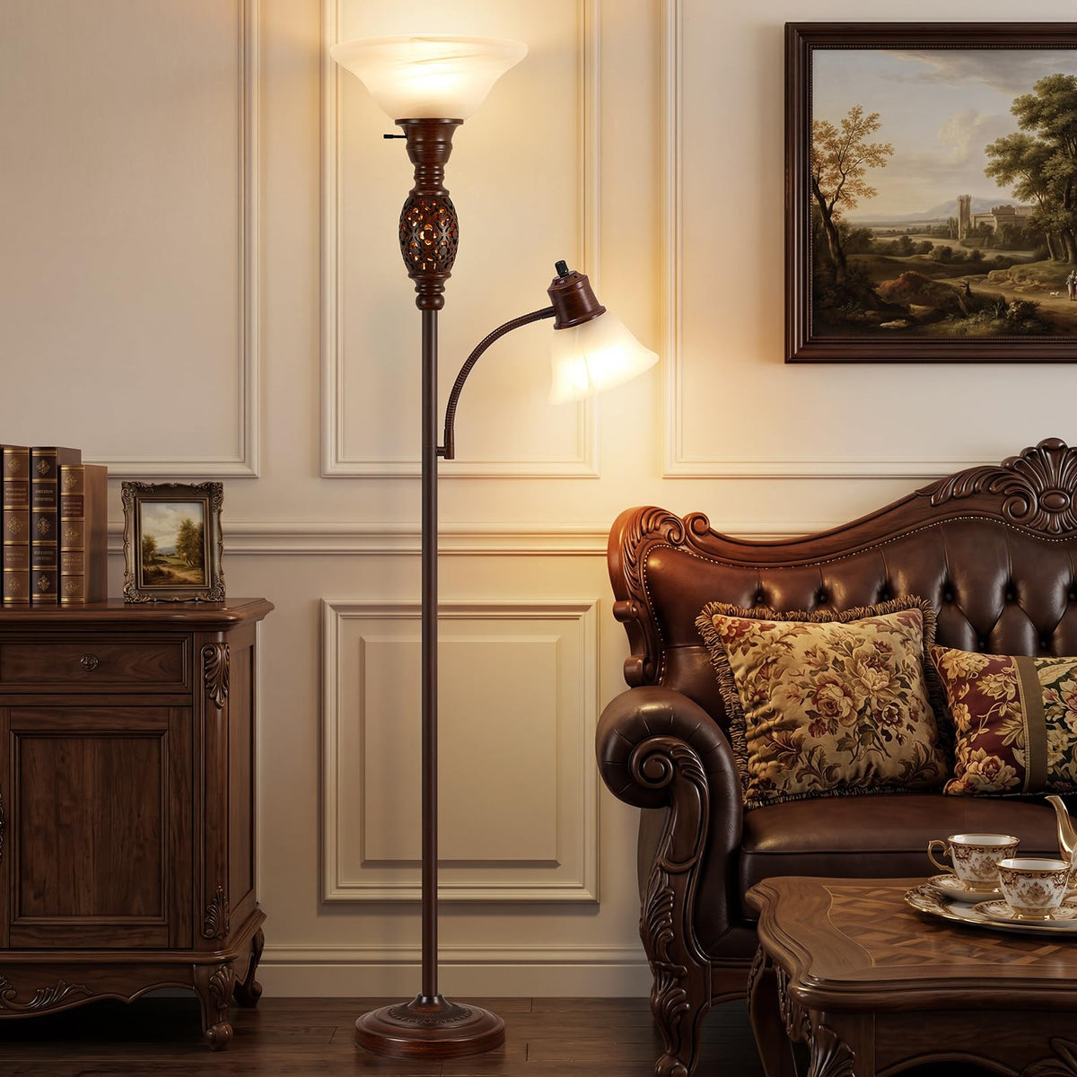 70" Floor Lamp with Night Light (Brown 2)