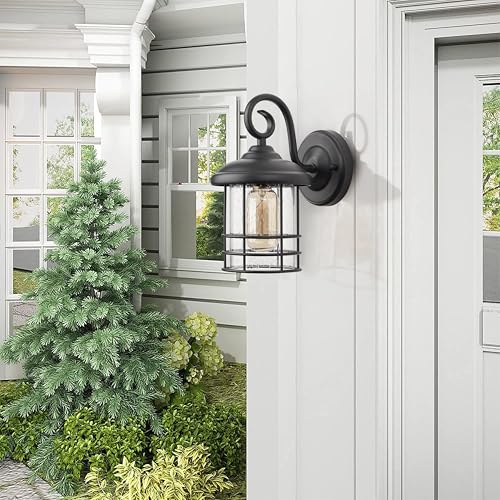 5.5" Wide Black Single Outdoor Porch Light (Black / 1 Pack H9.8")