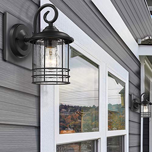 5.5" Wide Compact Narrow Farmhouse Matte Black Porch Light 2 Pack (Black / 2 Pack H9.8")