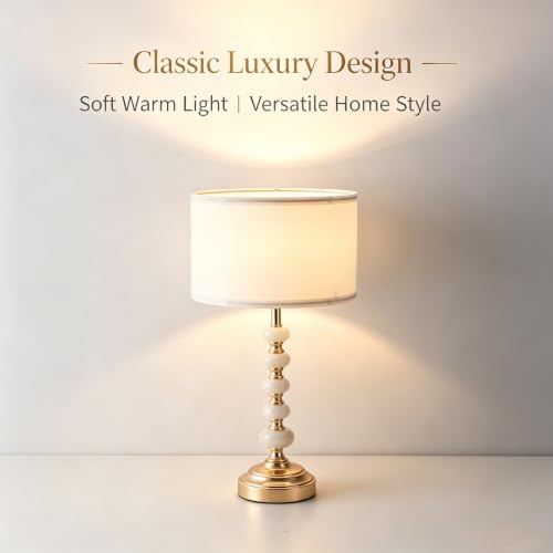 Crystal Table Lamp (Marble columns+White)
