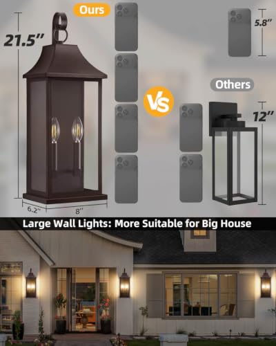22" Large Outdoor Wall Lights (Bronze / 22 Inch)