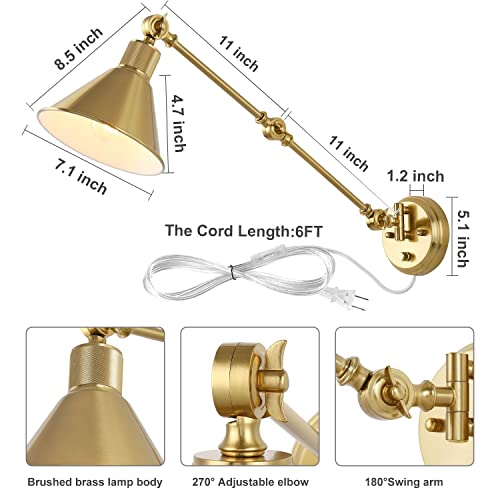 Wall Sconces Plug in (Gold / 2 Pack- (Switch))