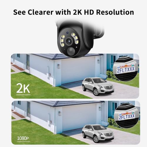 2K Solar Security Cameras Wireless Outdoor (Black)
