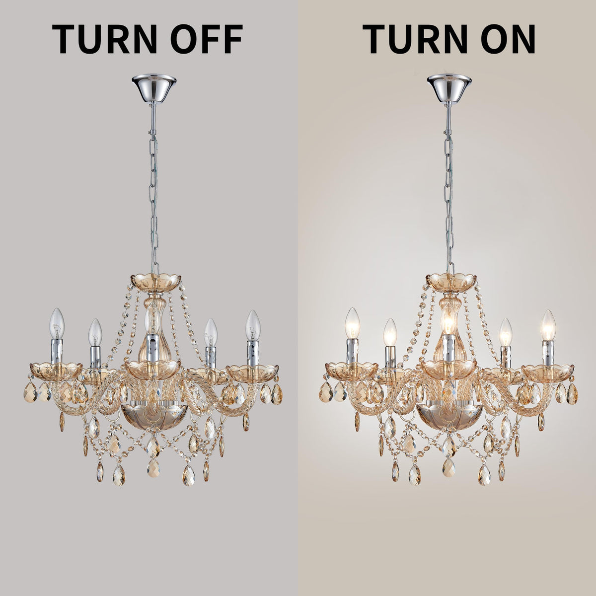 Saint Mossi Crystal Chandelier (Amber Crystal / W19" 1 Tier)