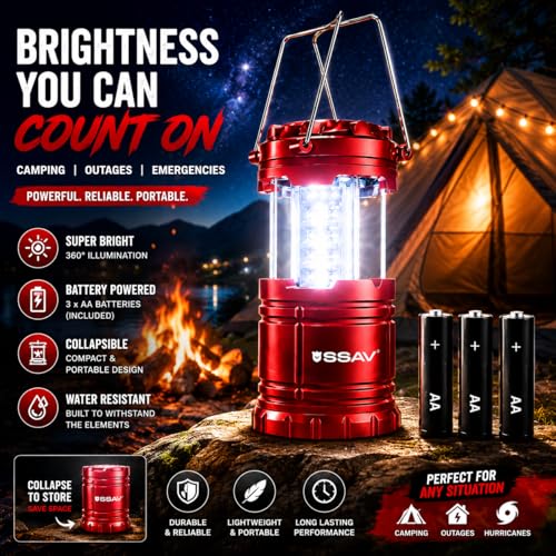 Battery Powered LED Lanterns (2 Pack Red)