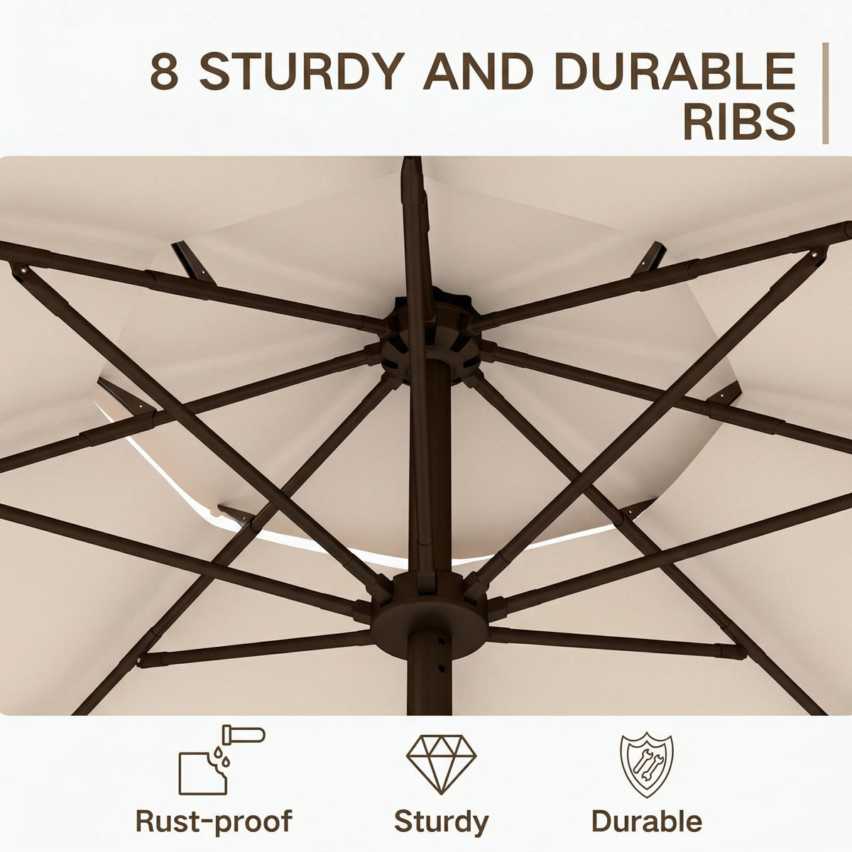 10ft 3 Tier Patio Umbrella (Beige / 10 FT)