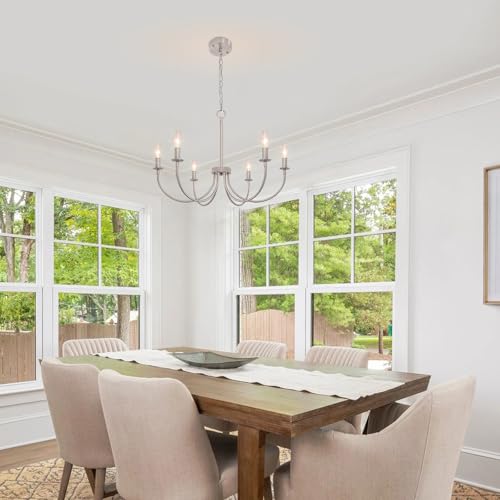 6 Light Farmhouse Chandelier (Brushed Nickel / 6 Light)