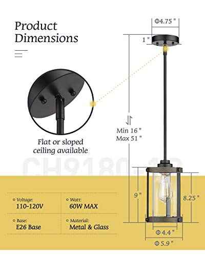 Pendant Lights Kitchen Island (Black - Wood Grain / 1-Light Pendant, 1 Pack)