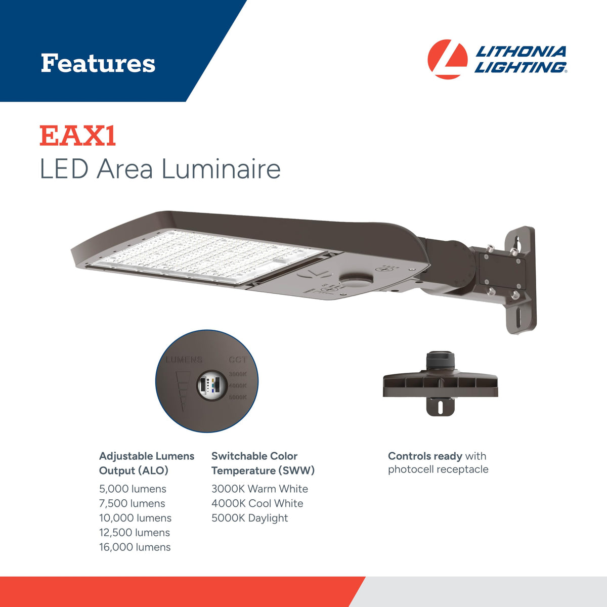 LED Outdoor Area Light Fixture (29.8" L x 11.8" W x 6.7" H / Parking Lot Light)