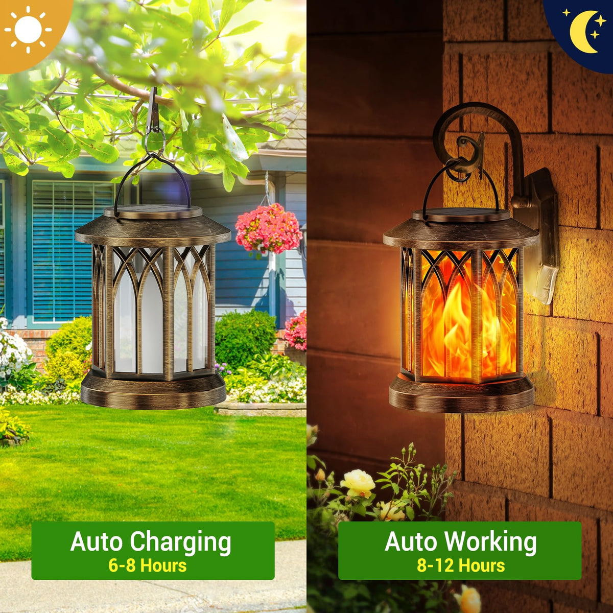 4 Pack Solar Lanterns Outdoor Waterproof (Bronze / 4 Pack)