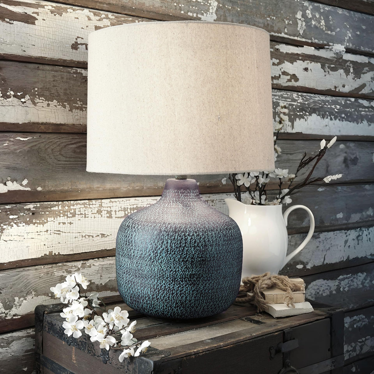 Malthace 24.5" Metal Accent Table Lamp (Beige, Copper, Blue & Bronze)