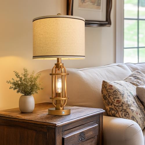 23.75'' Table Lamps Set of 2 for Living Room Bedroom Industrial Farmhouse Metal Touch Lamps with USB A+C Ports (23.75'' Antique Gold - Set of 2)