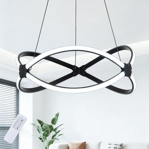 13.78 inches Black Dimmable Modern Led Chandelier with Remote Control