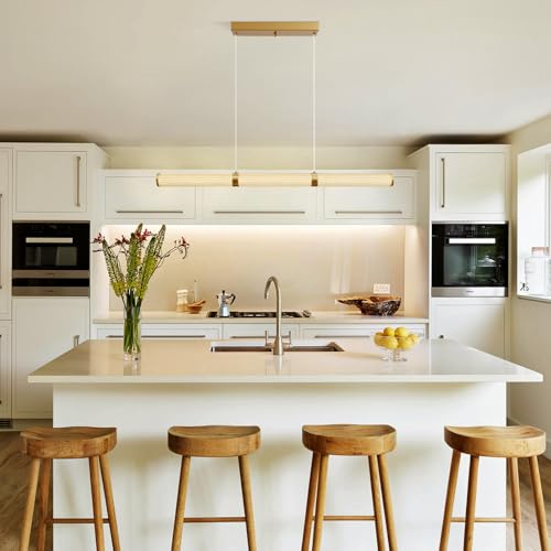 Modern Linear Chandelier Gold Linear Pendant Light Fixture (Gold / 37IN)