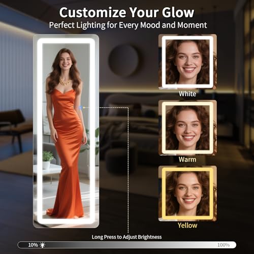 Full Length Mirror with LED Lights (Standing Mirror-rectangular / 65"L x 26"W)