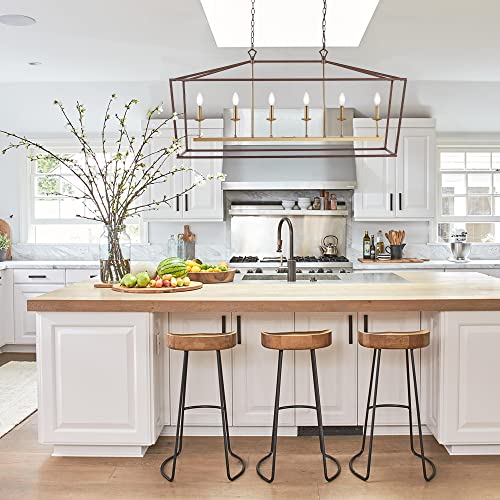 Pagoda 6 Light Pendant 49" Cage (Oil Rubbed Bronze/Brass Gold)
