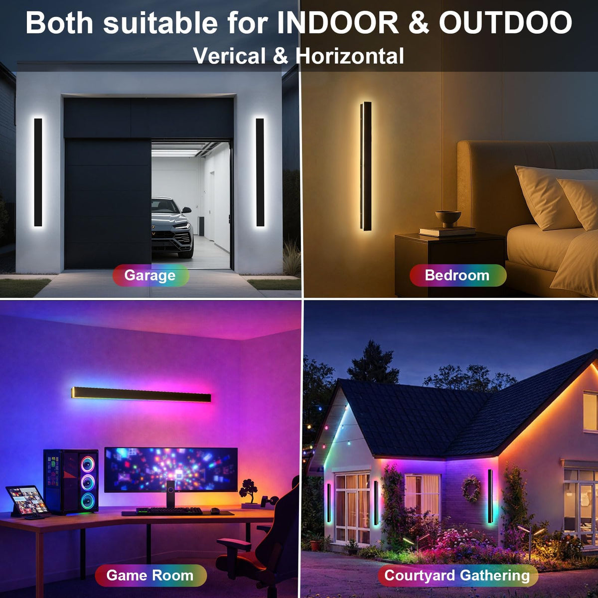 Modern Outdoor RGB Wall Lights (RGB (Red, Green, Blue) / 2pack-31.5inch*2inch)