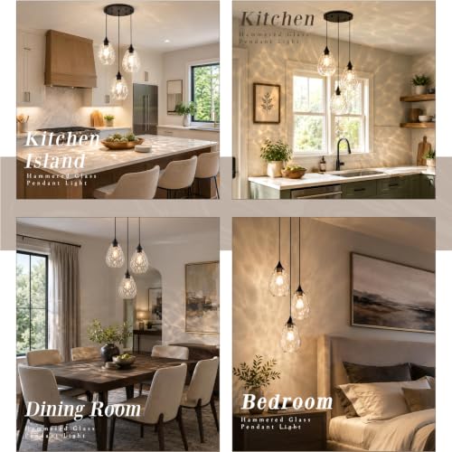 Black Glass Pendant Lights Kitchen Island 3 (Black, 3-Light / 6.3 Inch, 3-Light)